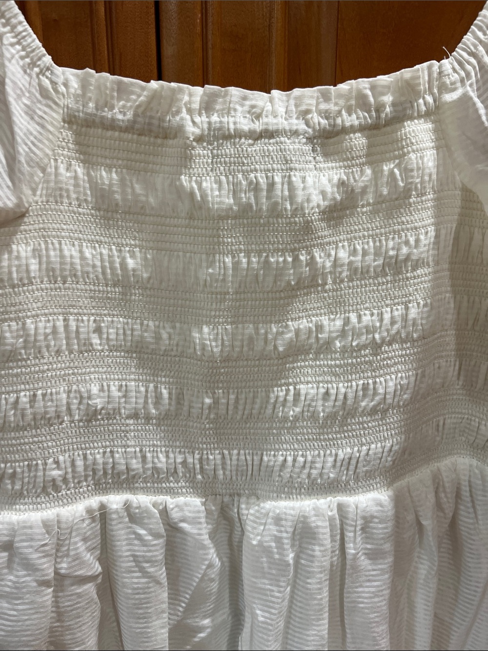 NEW with tags White Smocked Puff Sleeve Mini Dress - Picture 9 of 9